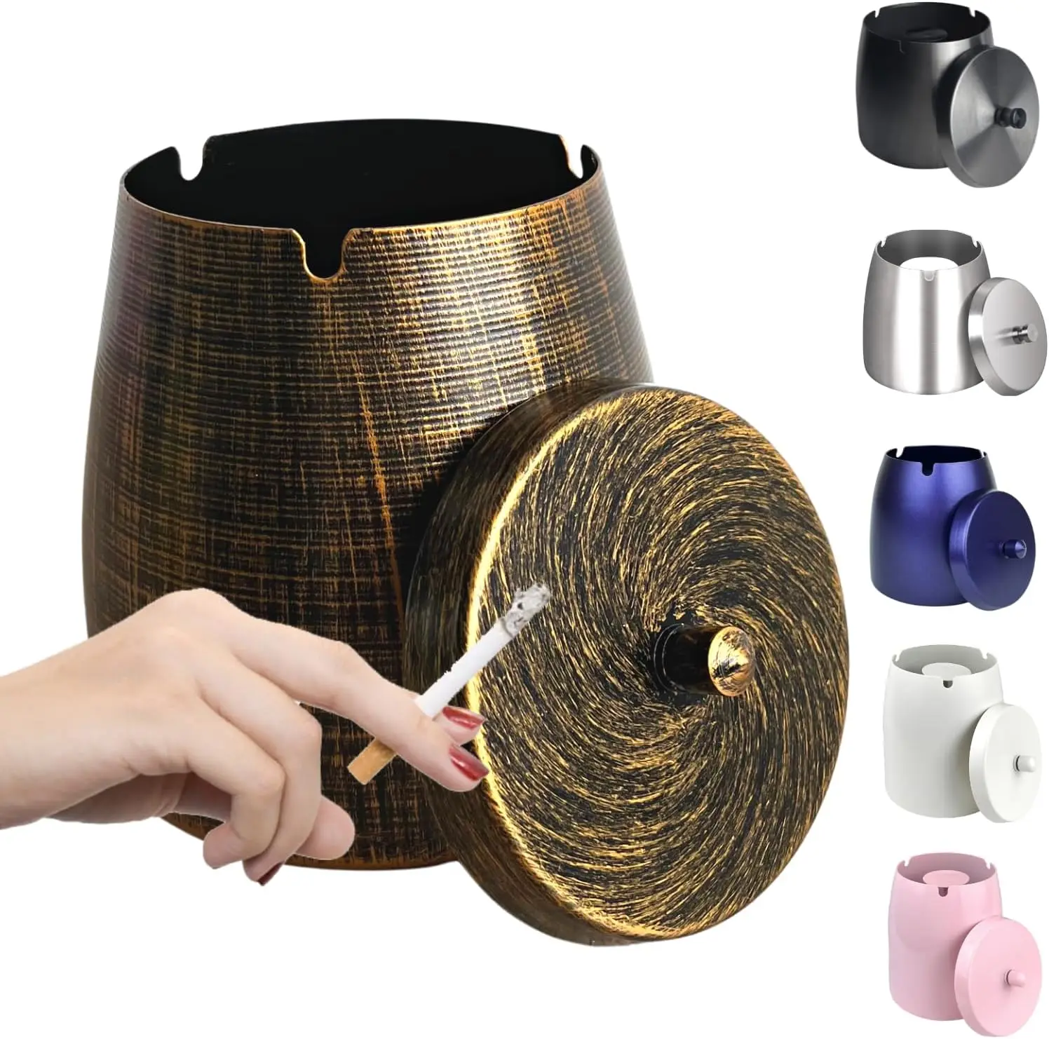 

Большая ветрозащитная уличная пепельница с крышкой, бездымная пепельница из нержавеющей стали для патио, балкона, дома, офиса