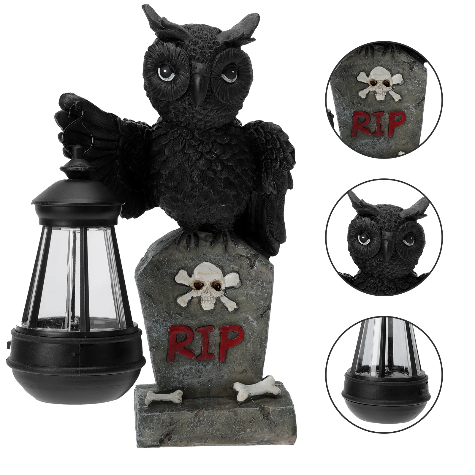 

1Pcs Halloween Solar Owl Yard Ornament Resin Hand Lantern Creative Party Decor Halloween Lighting Resin Owl Adornment