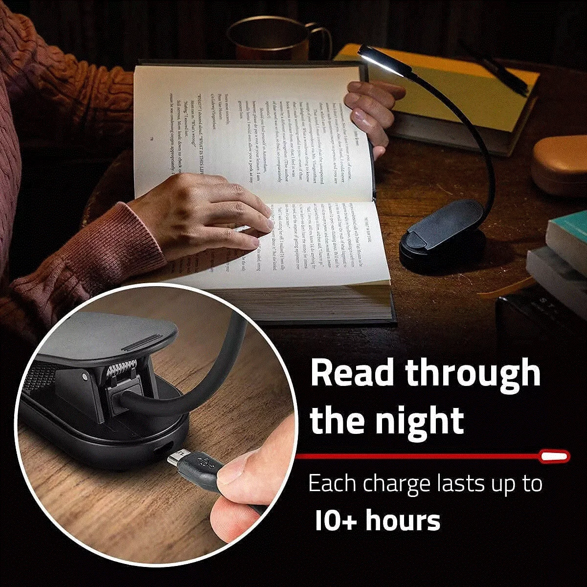 USB Rechargeable LED Reading Light Portable Clip-On Book Light for Piano Travel Camping Night Reading Perfect Gift for Students