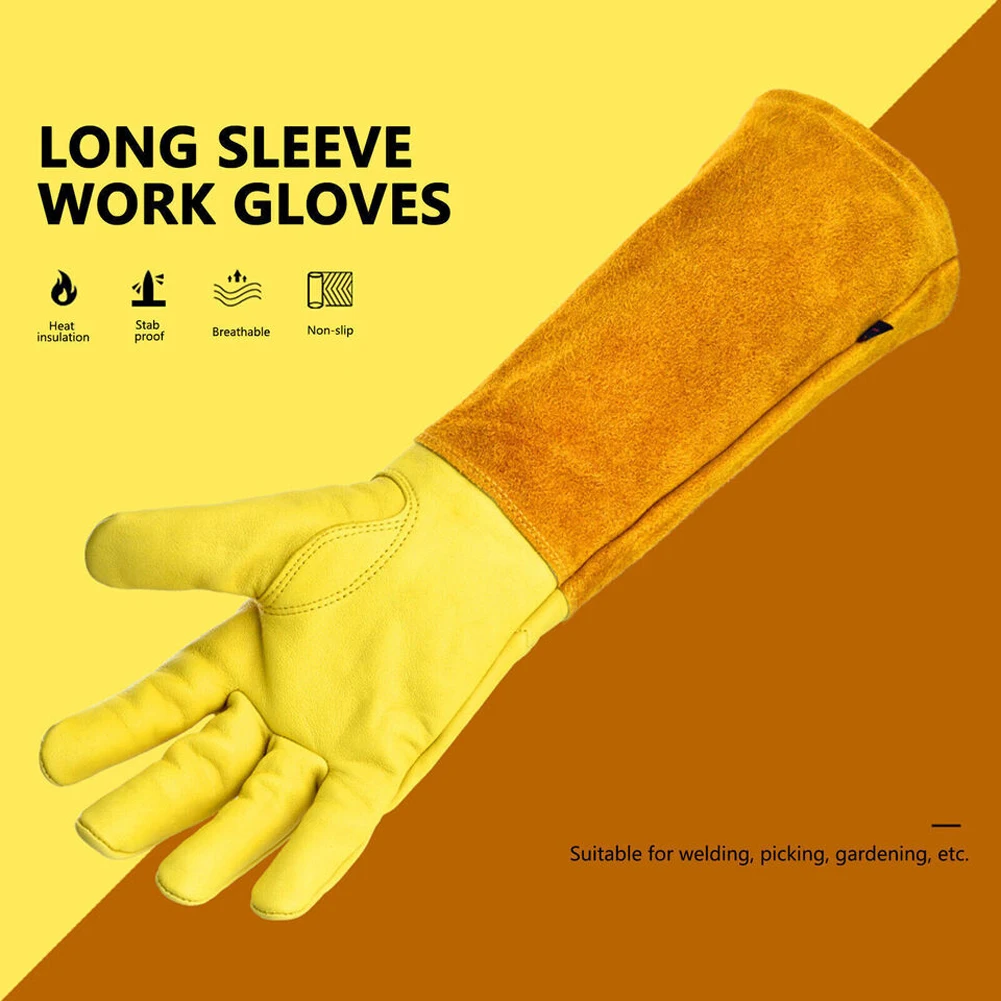 

1 Pair Long Thorn Proof Rose Pruning Gloves Breathable Gardening Gloves Leather Labor Protection Long Elbow Gloves for Women Men