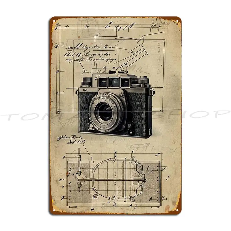 1885 Camera Invention Patent Art Camera Box Patent Light Brown Metal Sign Cinema Pub Club Cinema Iron   Tin Sign Poster