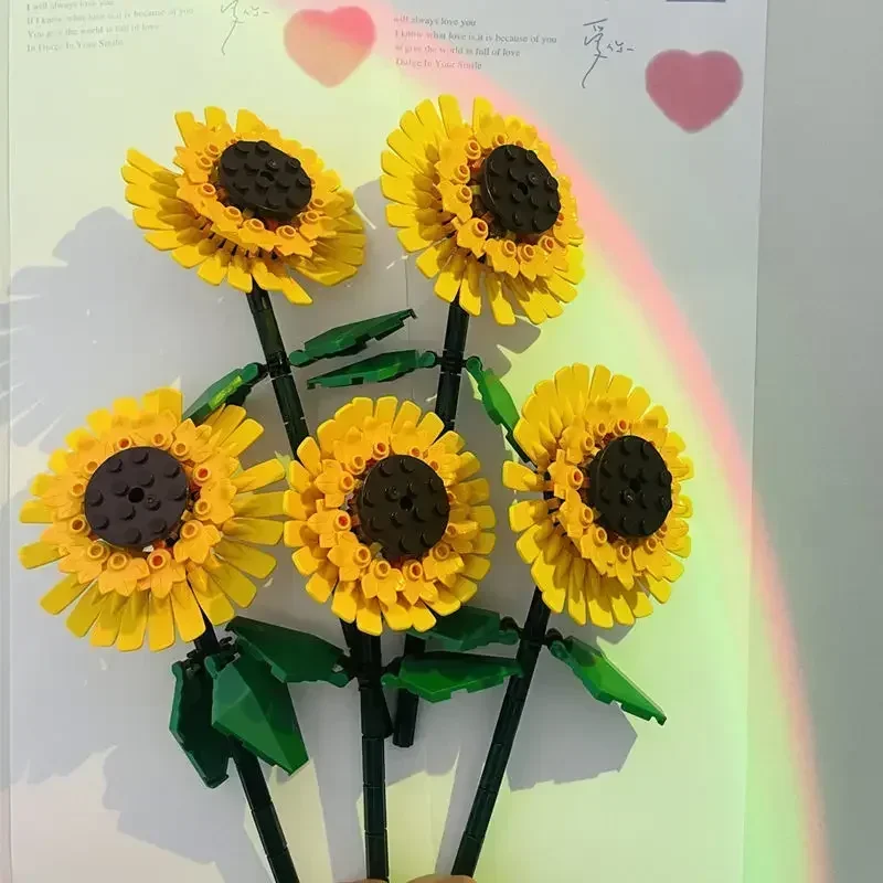 City Creative Sunflower Blocks Plant Desktop Decoration Building Blocks MOC Model Classic Bricks Girls Toys Birthday Gifts