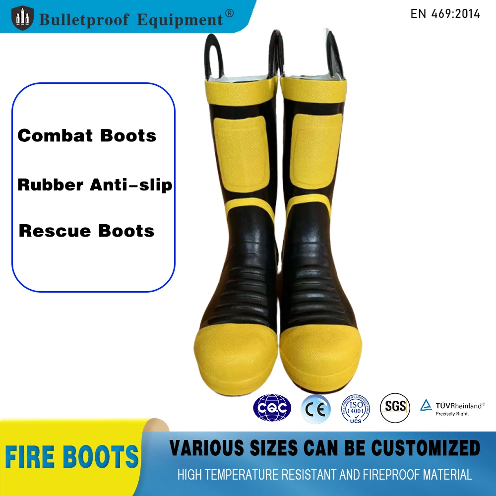 High Cylinder Emergency Rescue Boots, Bombeiro e Botas de Combate, Proteção contra Incêndio, Borracha, Anti Slip, Certificação da UE