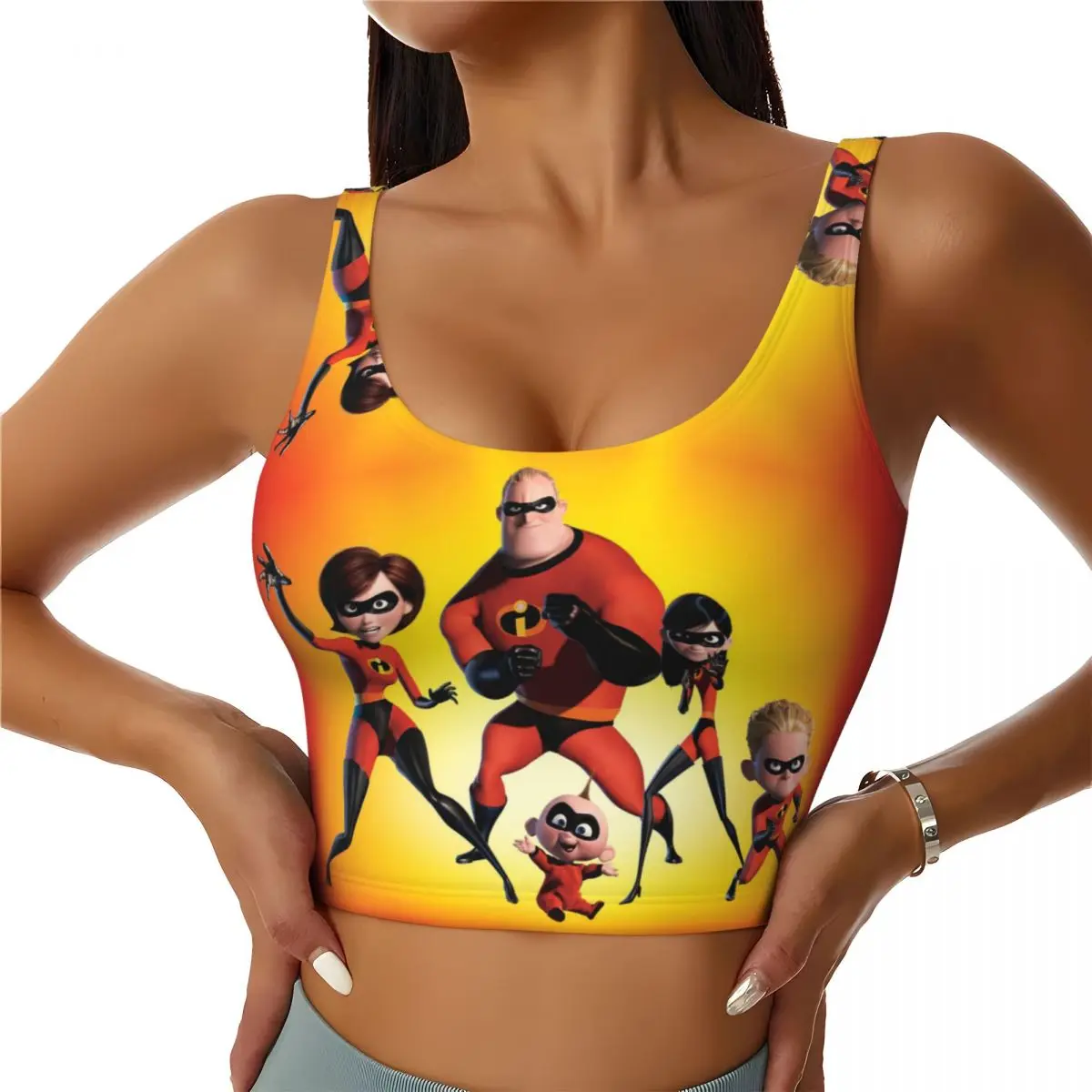 

Custom Women's The Incredibles Movie Timeless Sports Bras High Impact Gym Workout Running Crop Tank Tops