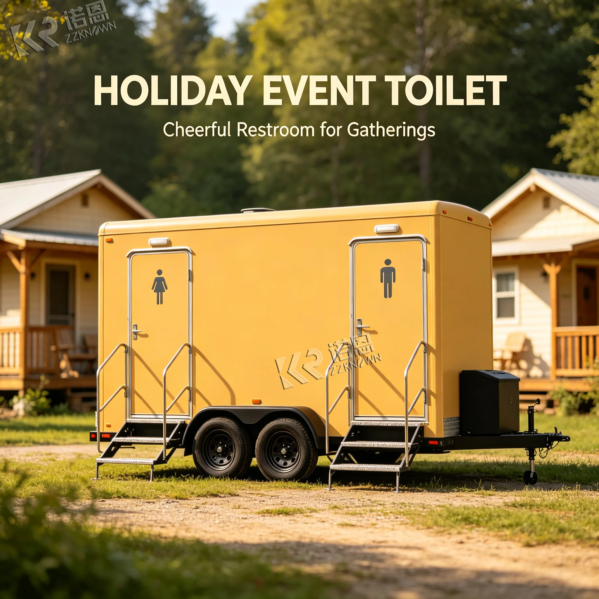 2 Door Multi Pit Mobile Toilet Trailer Portable Restroom Trailer Customizable Festival Wedding Outdoor Event Rental