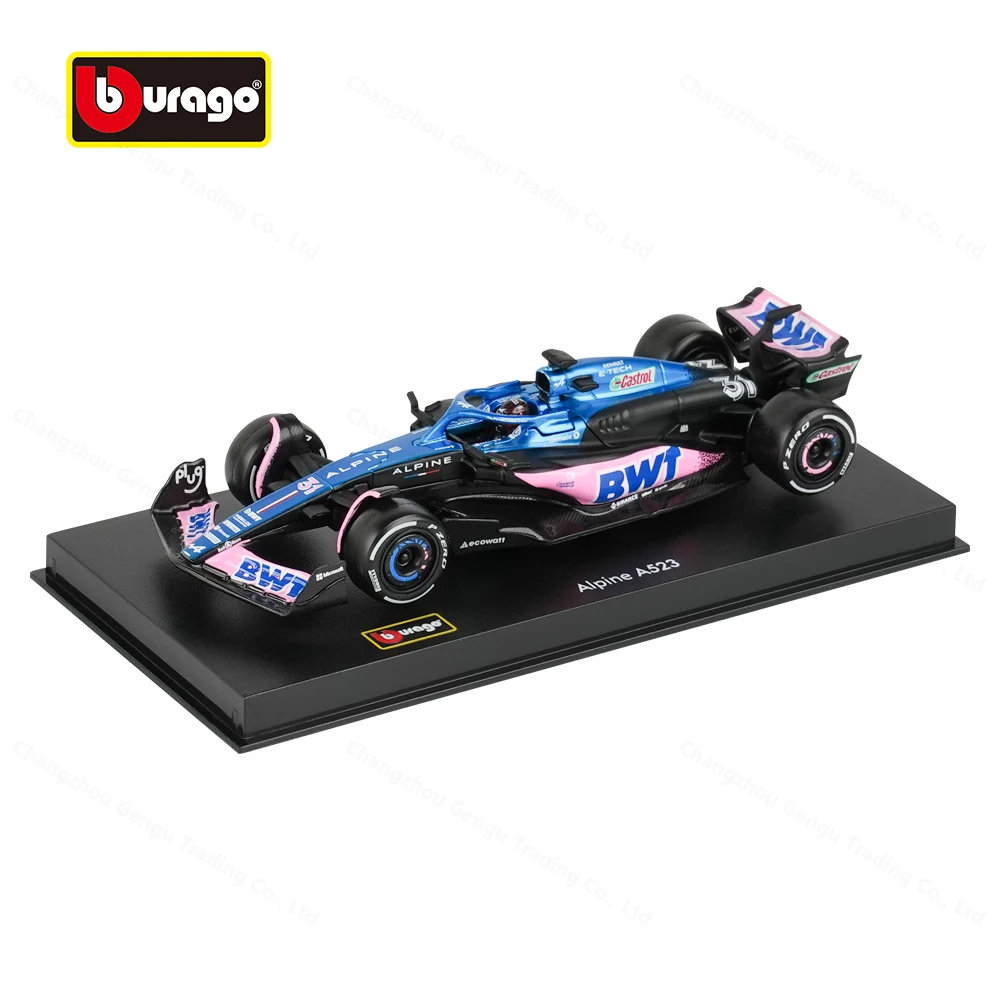 Bburago 1:43 2023 BWT Alpine A523 F1 coche de fórmula vehículos fundidos a presión modelo coleccionable juguetes de carreras caja acrílica