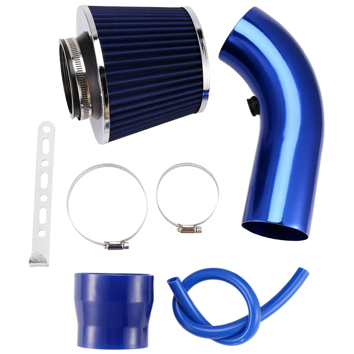 Automobile Blue 76mm Refitted Winter Mushroom Head Air Filter Intake Pipe Filter High Flow Air Filter Aluminum Pipe Kit