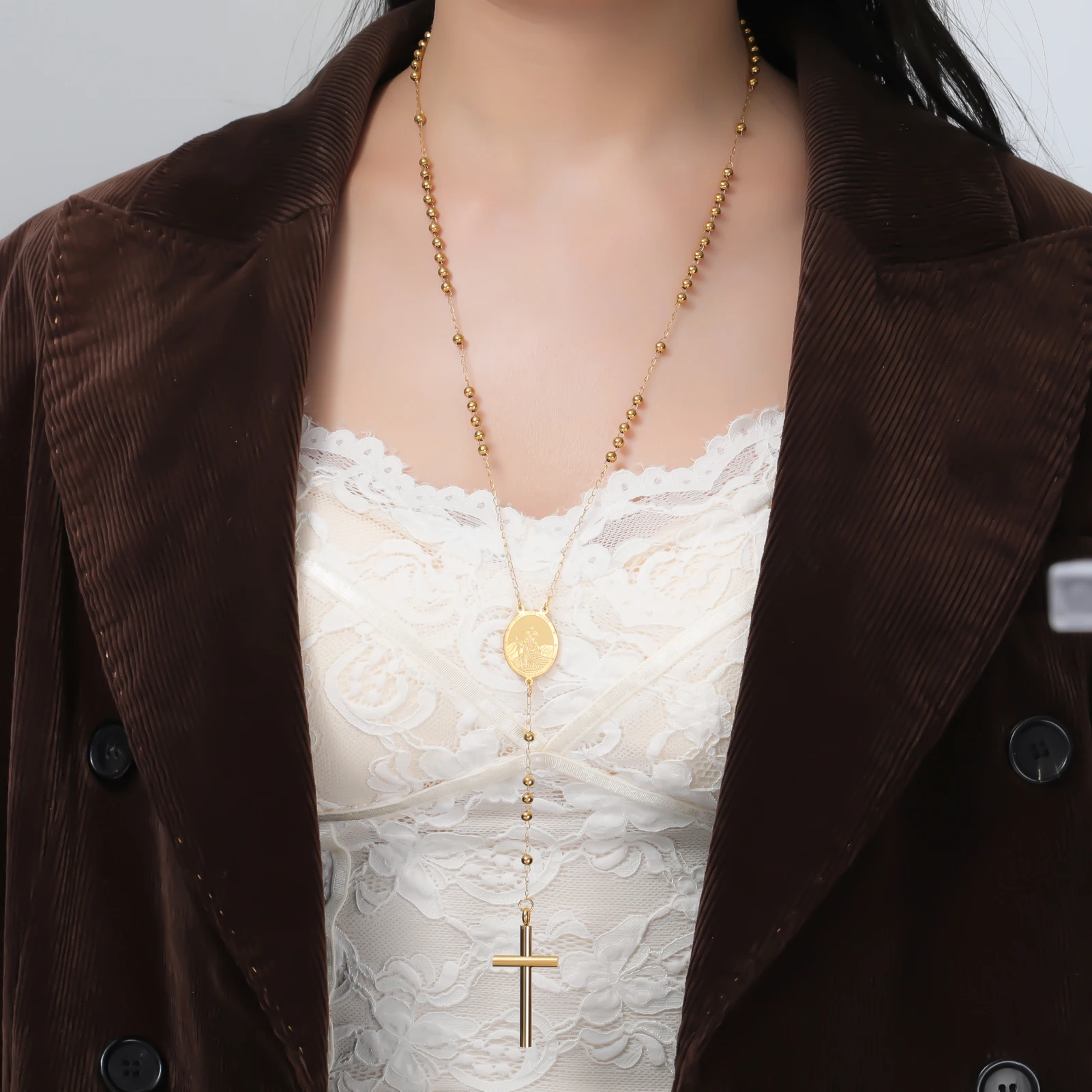 EUEAVAN 1pc St. Christopher Stainless Steel Amulet Charms Pendant for Necklace Archangel Protection Jewelry Making Accessories