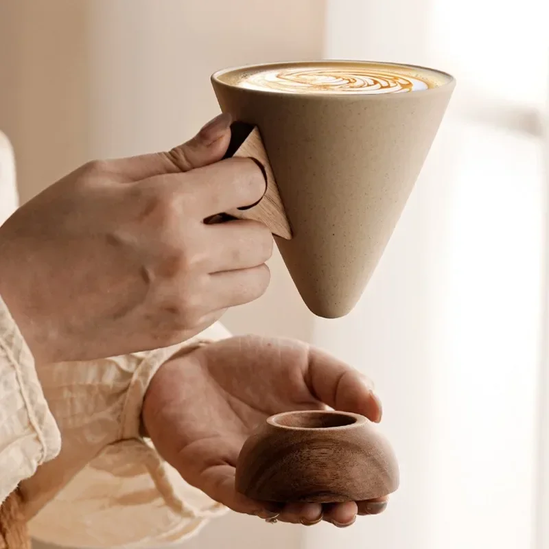Medieval‑Style Rough Pottery Funnel‑Shaped Coffee Mug Exquisite Ceramic Cup Special for American Latte Home Office Drinking