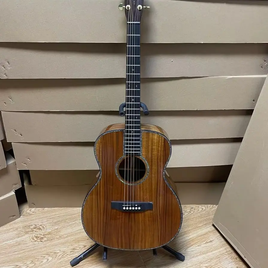 

Brown Glossy OM Acoustic Guitar with KAO Wood Top and Ebony Fingerboard Suitable for Music Festival Performances