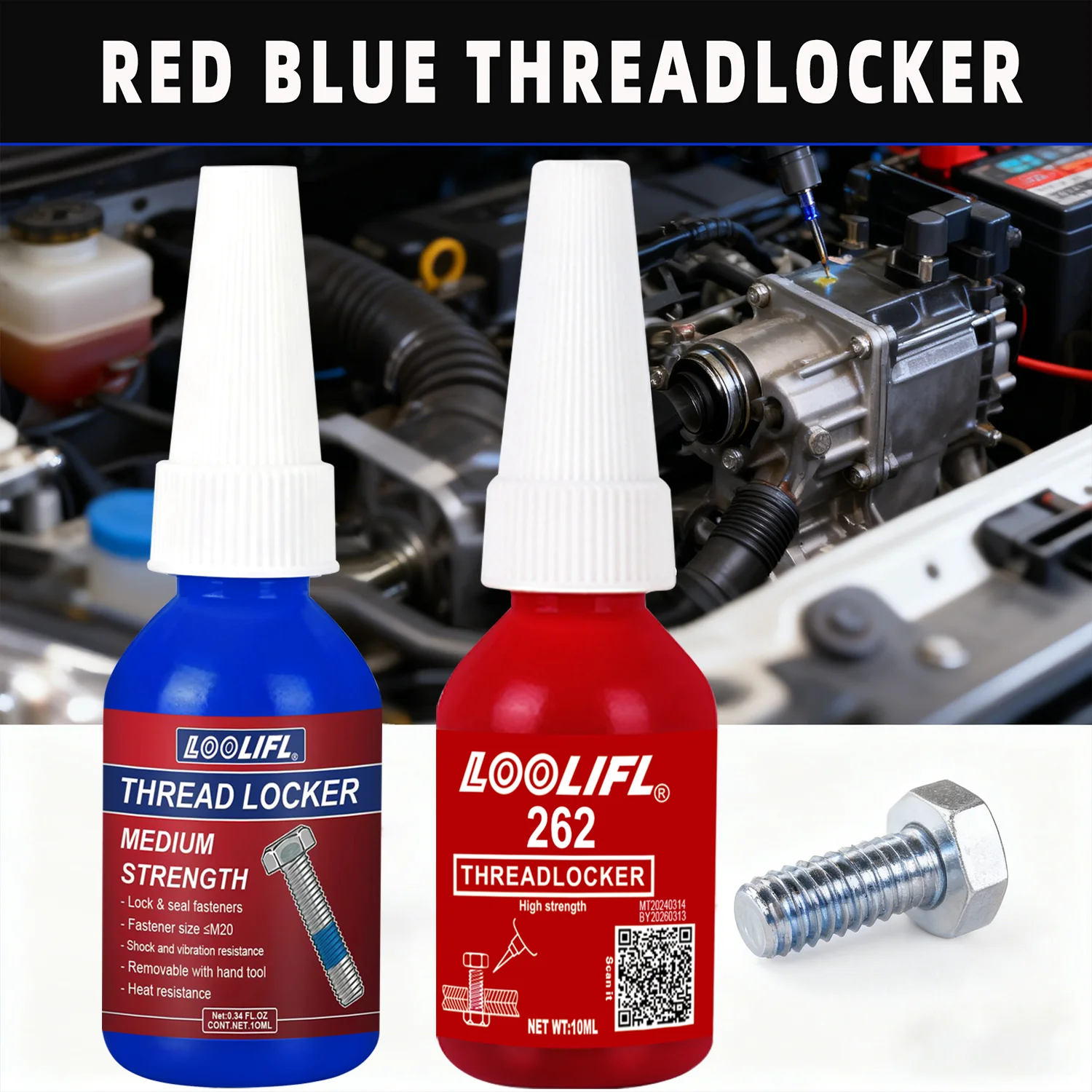 

262 243 Screw Lock Threadlocker Red Screw Glue Thread Locking Agent Anaerobic Glue Anti-loose Universal Thread Sealants tool