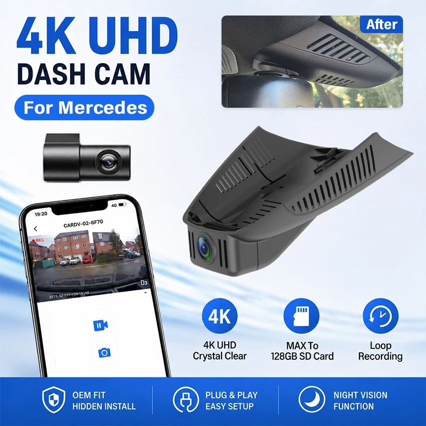 Für Mercedes Benz C-Klasse W205 S205 GLC X253 CLS W219 E-Klasse W212 W213 C E GLC 200 220d 260 300 4K 2160P Dashcam Auto DVR Kamera