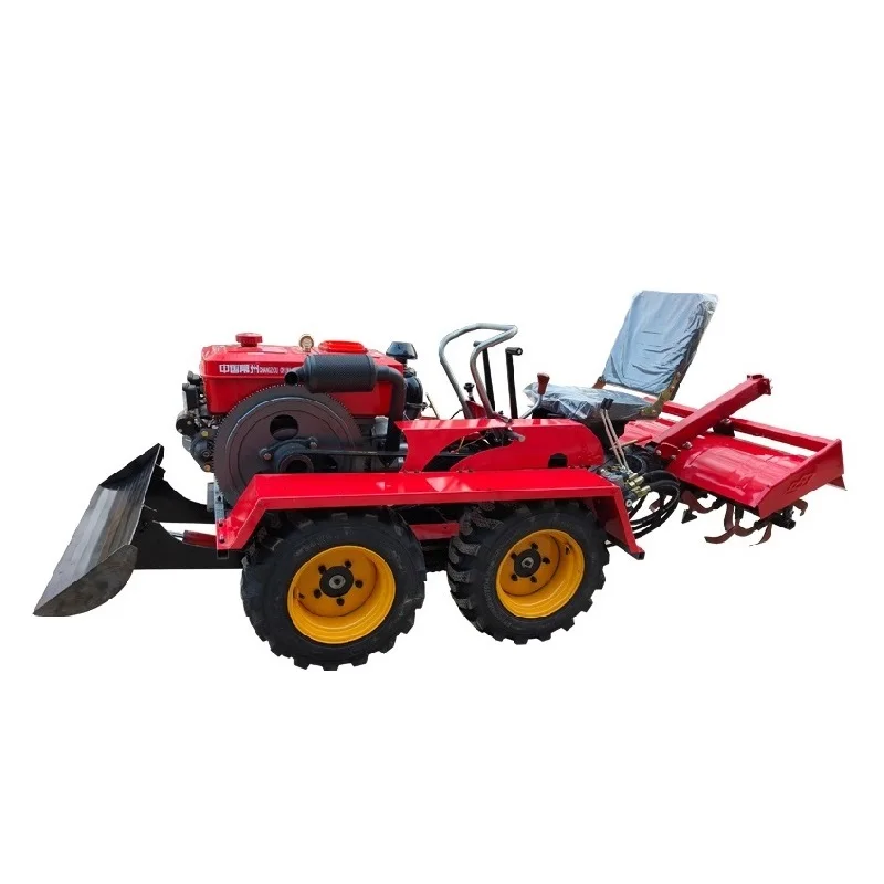 รถแทรกเตอร์มัลติฟังก์ชั่นการเกษตรนั่งขนาดเล็ก Crawler ดีเซล 25HP 35HP 45HP 50HP ล้อ ROTARY Cultivator