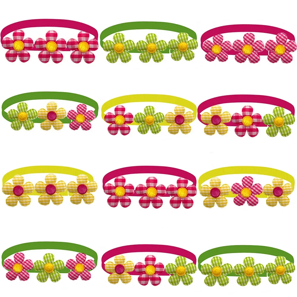 

30/50Pcs Small Dog Pet Puppy Bow Ties Cat Colorful Flower Style Pet Grooming Accessories Collar Cute Dog Bowties Pet Supplies