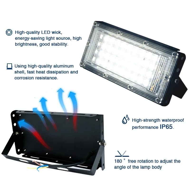 30W LED 투광 조명 Led 프로젝터 IP67 방수 반사경 AC 220V 230V 240V 가로등 벽 정원 스포트라이트 투광 조명