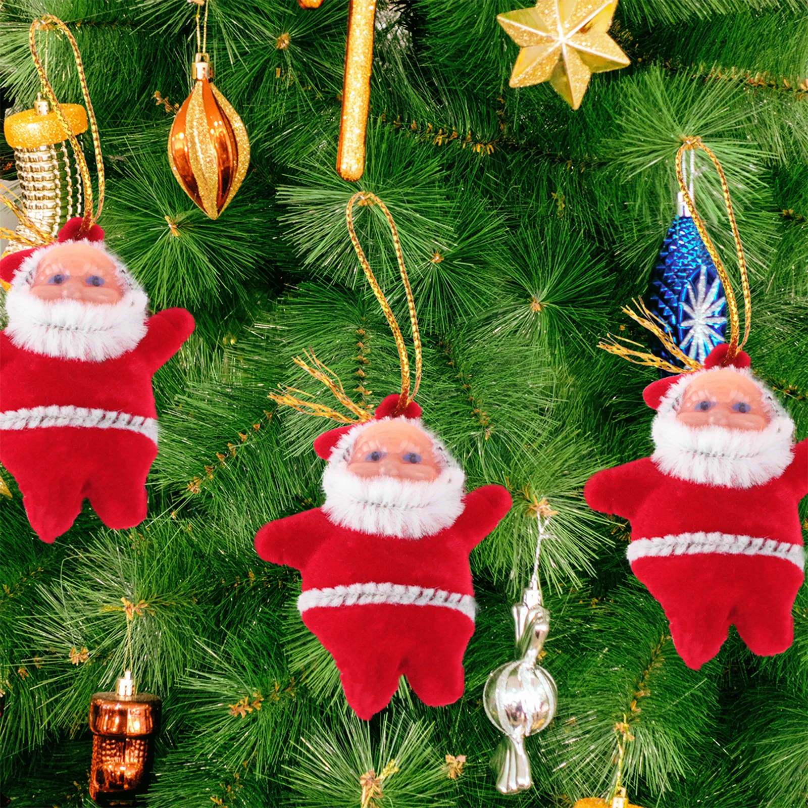 

50Pcs Red Christmas Tree Hanging Ornaments Mini Santa Claus Pendant Decorations Festive Xmas Tree Pendants for Holiday Season
