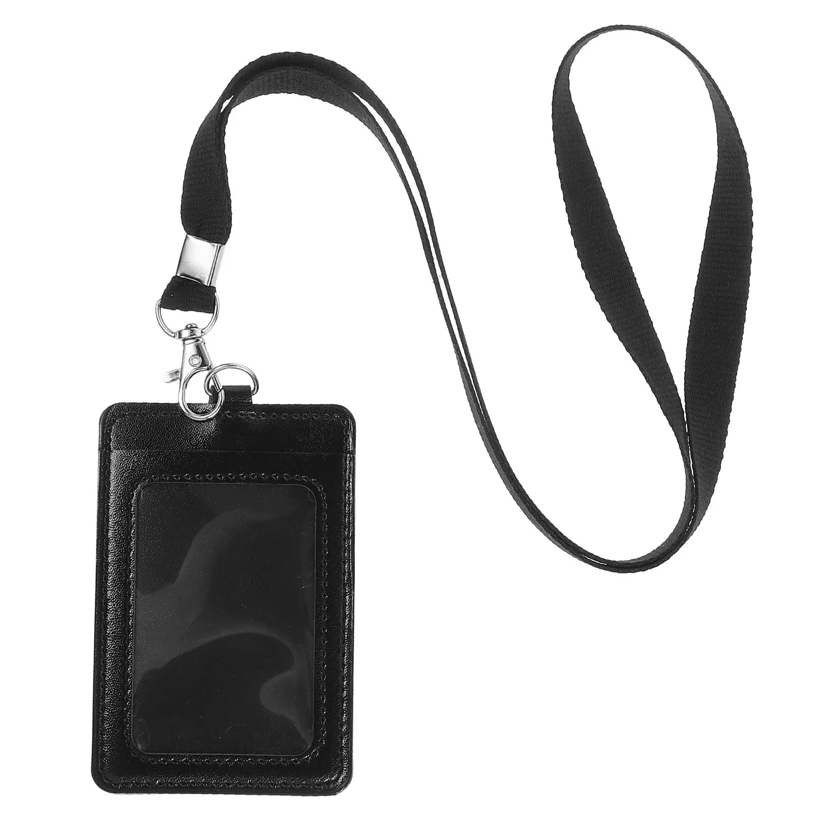 Vertical PU Badge Holder Id Card Case with Clear Front Window for Easy Cards Badges