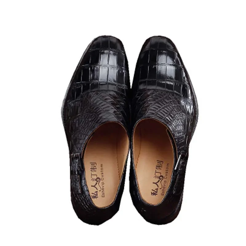 

ourui new crocodile male Business Formal men shoes black Men monk Shoes