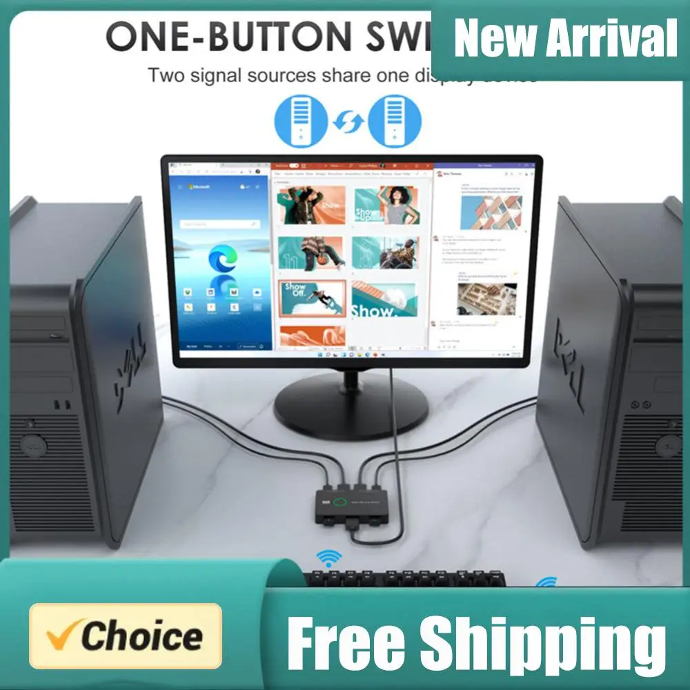 HD KVM Devices Keyboard Mouse Printer KVM Switcher Box Plug and Play USB Switcher Splitter Display Equipment for 2 PC Sharing
