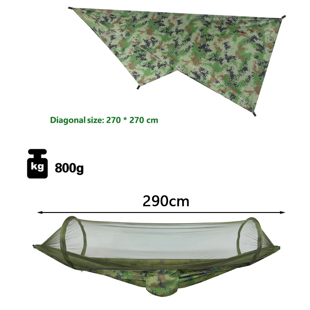 Lightweight Portable Camping Hammock and Tent Awning Rain Fly Tarp Waterproof Mosquito Net Hammock Canopy 210T Nylon Hammocks