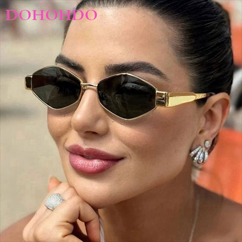 

Vintage Polygon Sunglasses Retro Rimless Punk Sunglasses Trendy 2000s Shades Fashion Y2K Accessories Protection Eyewear UV400