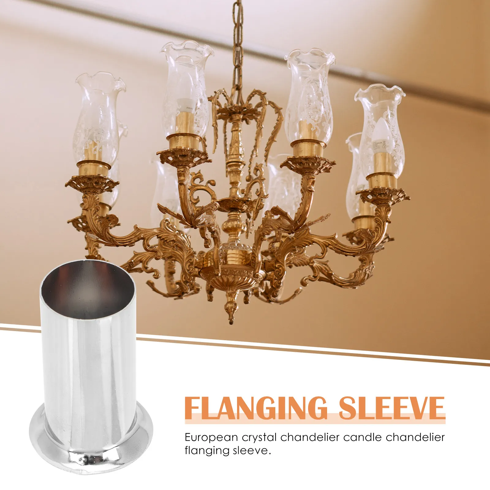 10Pcs Crystal Chandelier Lamp Base Sleeve Iron Chandelier Flanging Sleeve Heat Resistant Replacement Lighting