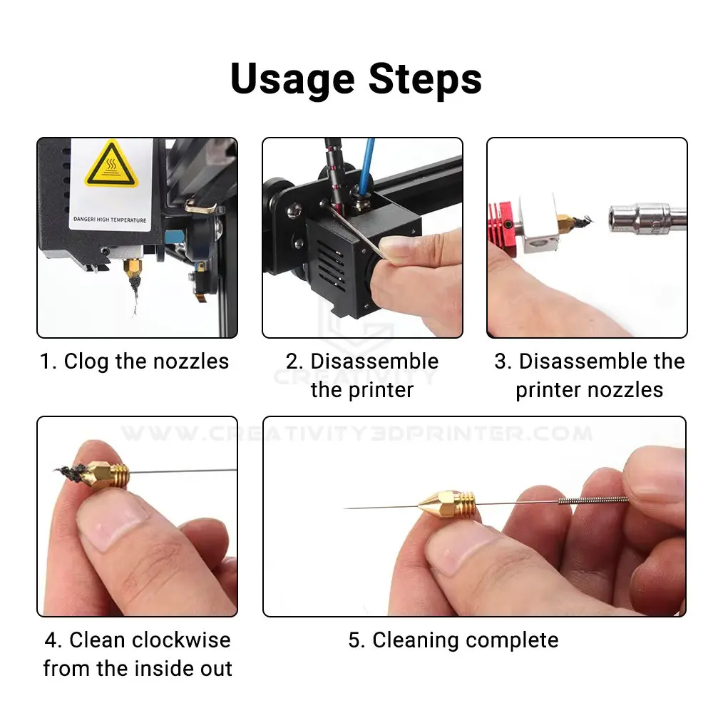 10PC Nozzle Cleaning Needle 0.2/0.3/0.35/0.4mm Nozzle Cleaning Tool Drill For MK8/V6/Volcano Nozzle Ender3 Labx1 3d printer view 6