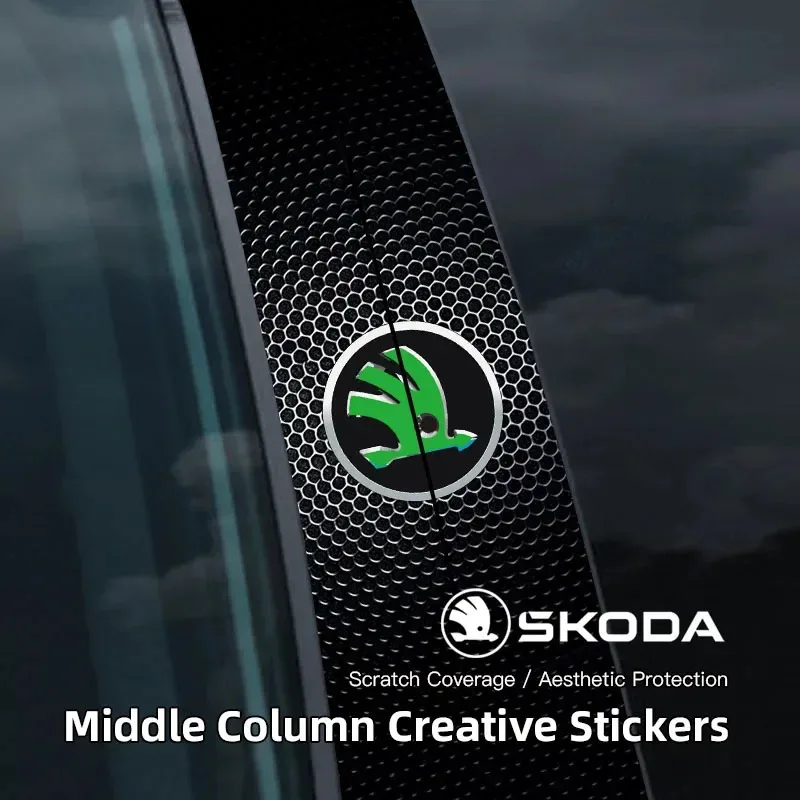 

2Pcs Car Center Pillar Anti-scratch Protector Films Stickers For Skoda Octavia 2 3 Superb Rapid Kodiaq Karoq RS Fabia Kamiq Yeti