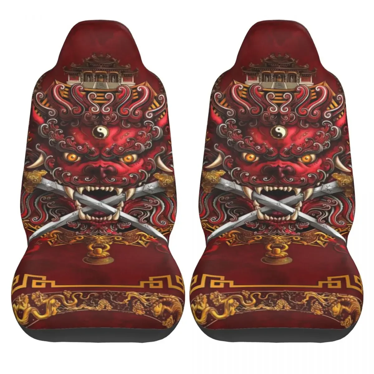 Ancient Sword Lion Car Seat Cover Custom Printing Universal Front Protector Accessories Cushion Set