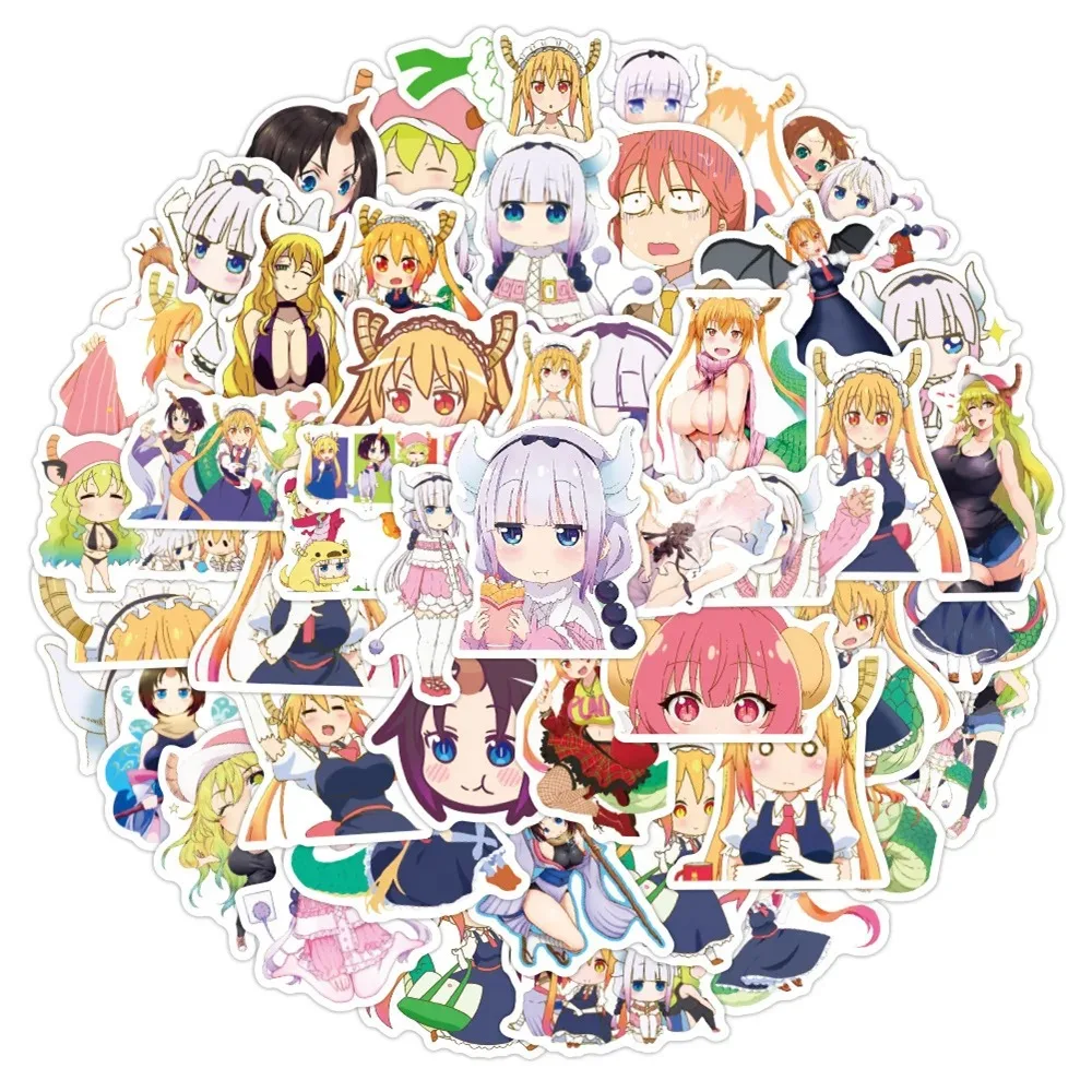 50PCS Cartoon Anime Kobayashi\'s Dragon Maid Doodle Sticker Laptop Guitar Skateboard Mobile Gift Toy Sticker