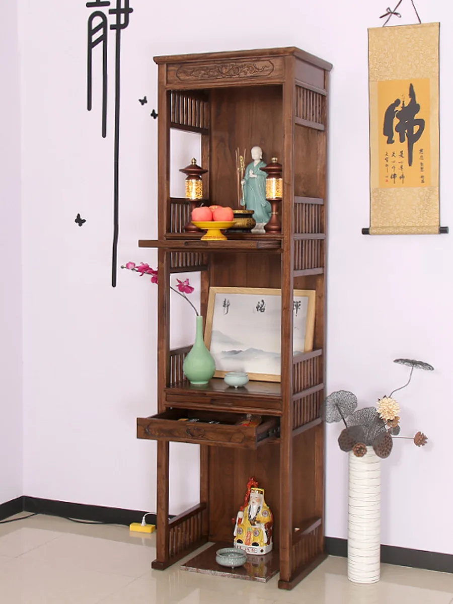 

a3 old elm solid wood three-layer Buddhist shrine household for table shrine simple Guanyin land Buddha cabinet