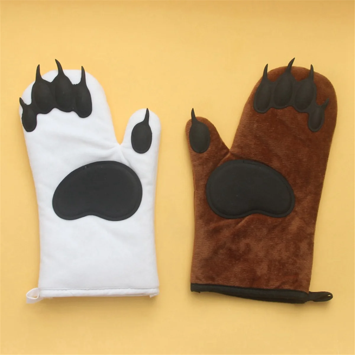 

1 Pair Microwave Gloves Cute Bear Claw Oven Insulation Gloves Kitchen Baking Supplies White
