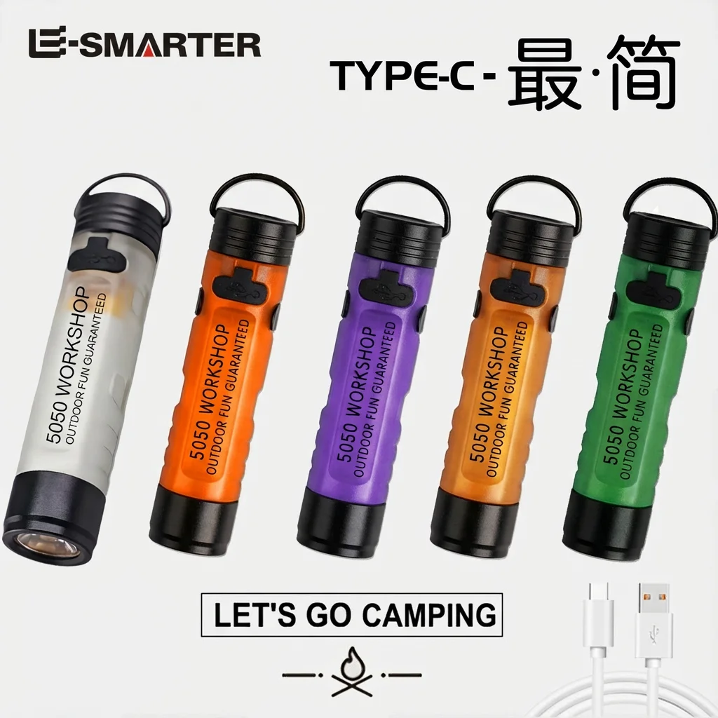 USB Rechargeable Mini Pocket LED Flashlight Keychain Clip Cap Light with Long Endurance for Emergency Hiking Camping Outdoor Tor