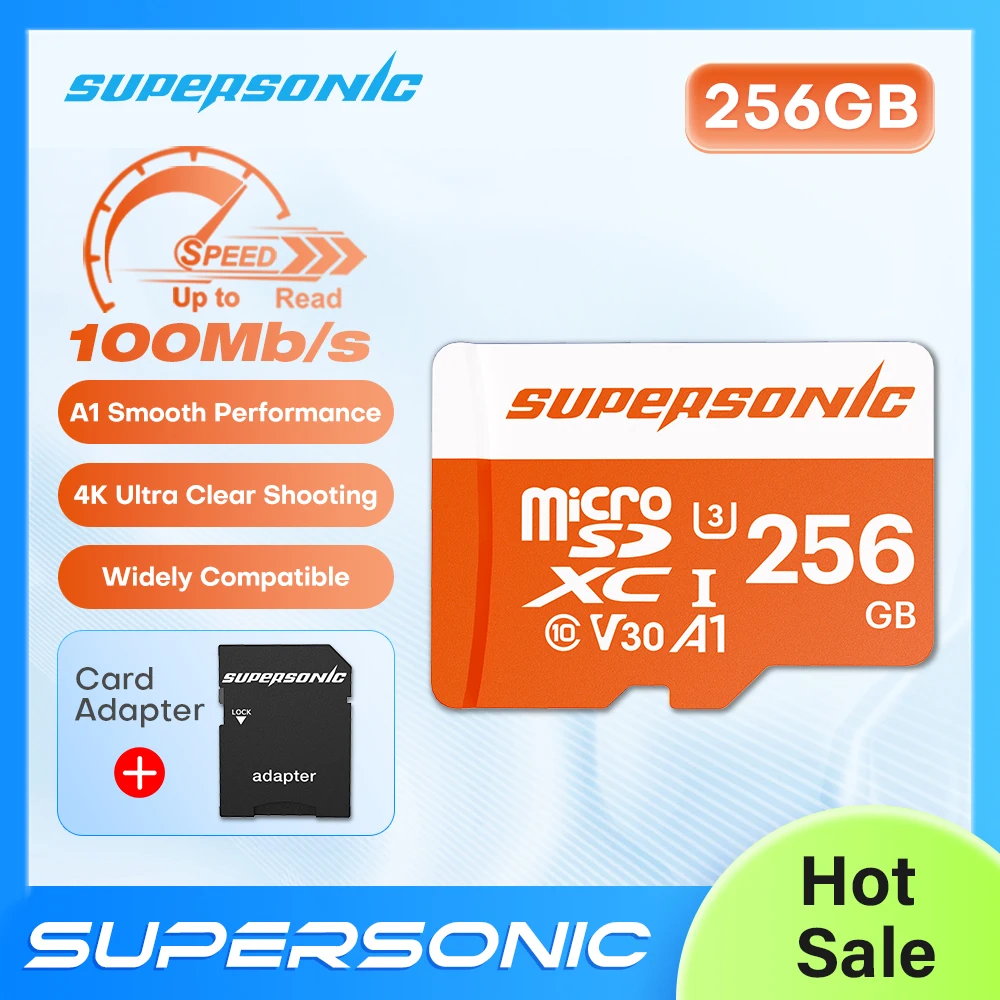 

Карта памяти Supersonic Micro Sd 256G 128G 64G 32G V30 A1 Class 10 Smart Media Micro Mini SD Card для телефона, камеры, дрона