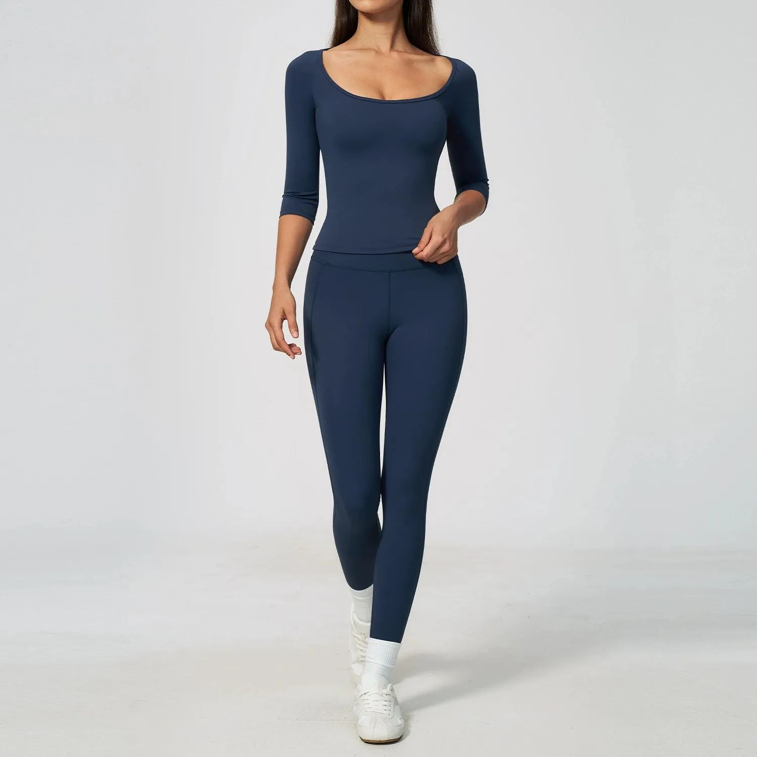 2PCS Yoga Suit Sports Fitness Set Women's Gym Set Tracksuit Female Running Workout Long Sleeve Shirt Quick-Dry Exercise Clothing