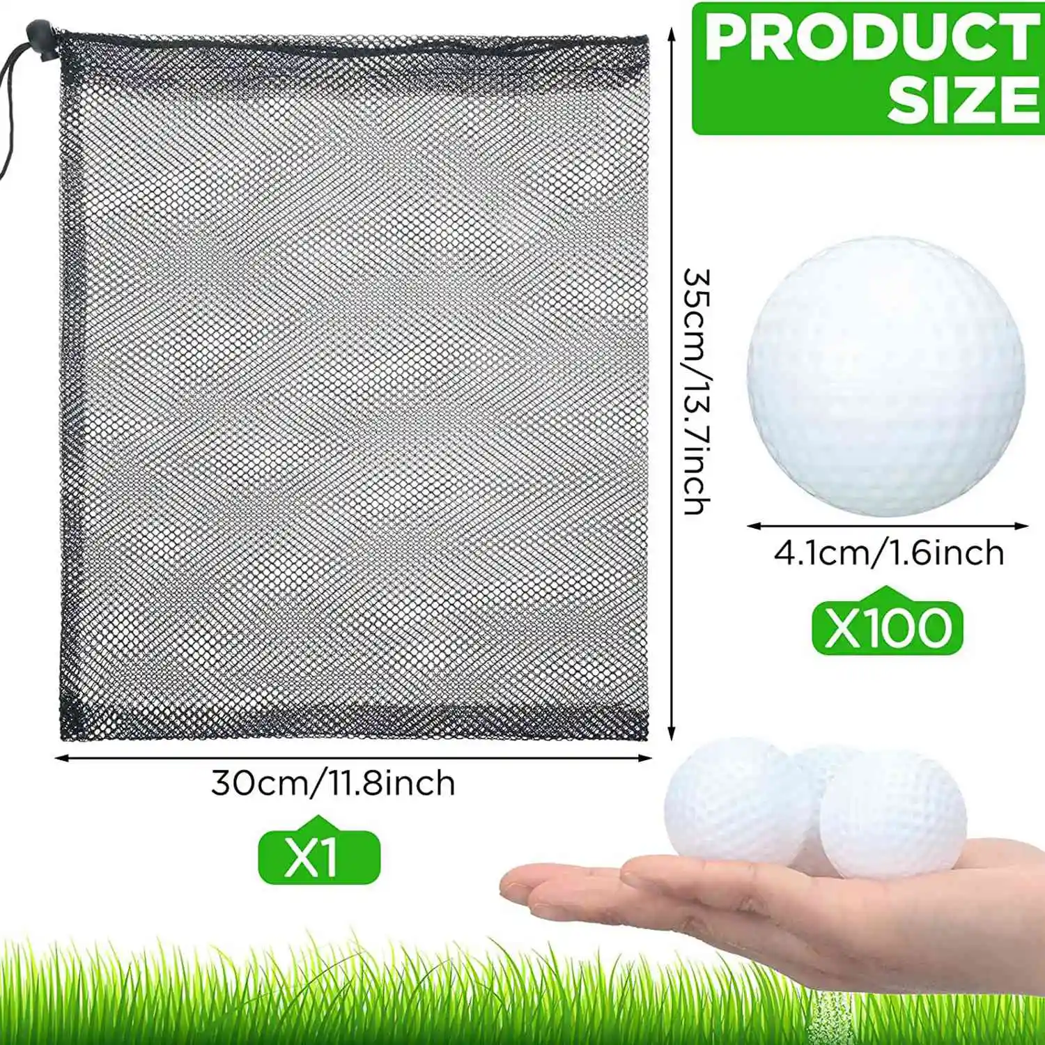 100 Pcs Golf Practice Ball Hollow Golf Ball Training Golf Balls with Mesh Drawstring Storage Bags for Training