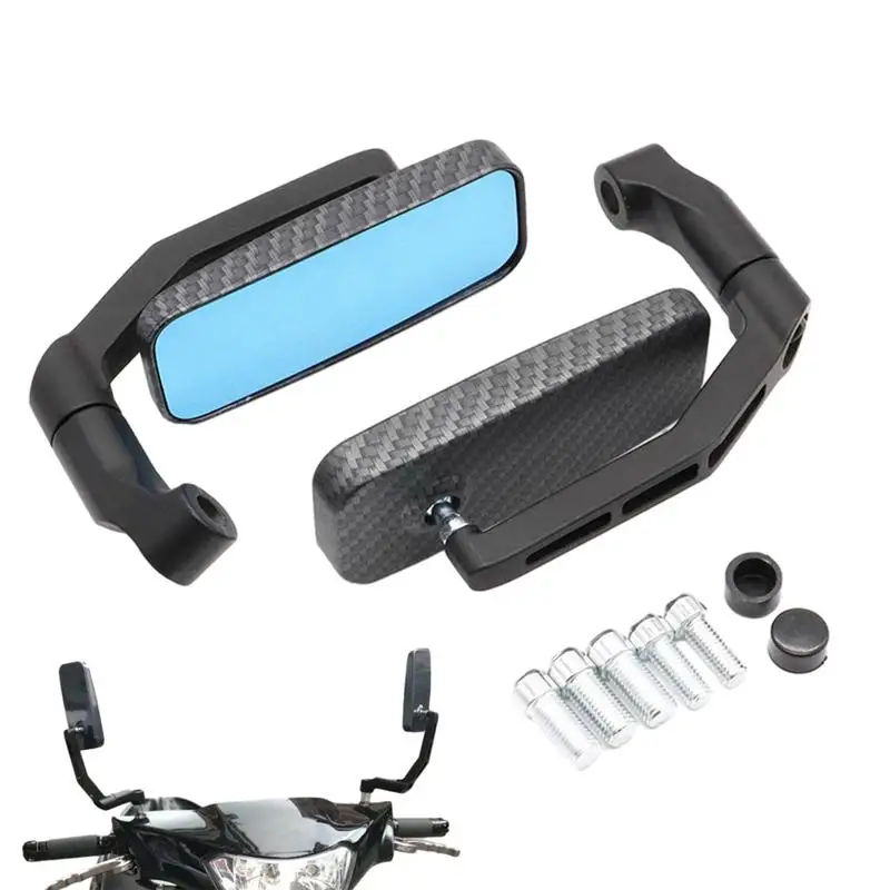 Adjustable Motorcycle Handlebar End Mirrors Universal Motorcycle Hand Bar End Mount Clamp Wide Angle Side Rearview Mirrors