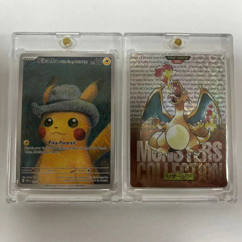 Pokemon Pikachu Charizard Collection Card with Card Brick Trainer Van Gogh Museum Flash Cards Toys Hobbies Game Collection Cards