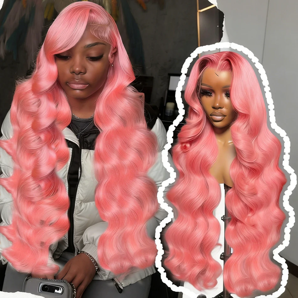 Pink Wig Hd Lace Wig 13X6 Human Hair 13X4 Body Wave Lace Front Wigs 250 Density Lace Frontal Wigs Brazilian Hair 40 Inch Colored