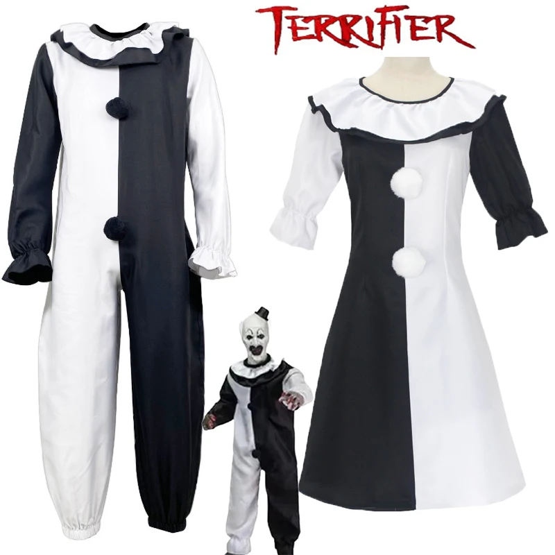 Film Terrifier 2 Art The Clown Cosplay Kostium Maska Art The Clown Cosplay Maska Kombinezon Halloween Kostiumy dla mężczyzn Kobiety Dzieci