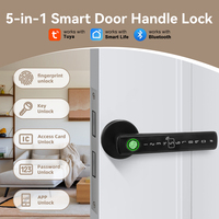 Tuya 5-in-1 Smart Door Lock Password / Fingerprint / Card/ Key / Smart Life APP Unlock Apartment Hotel Intelligent Door Lock