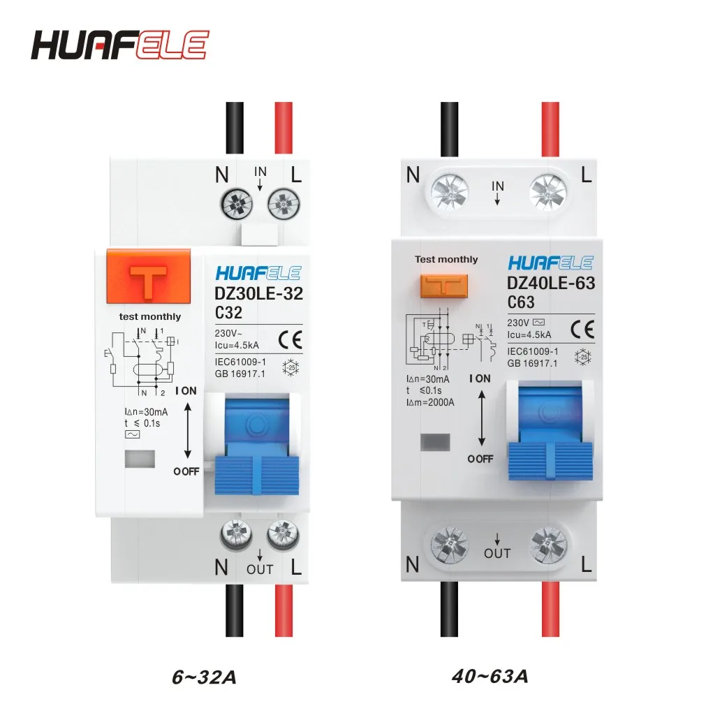 DZ30LE DPNL 230V 1P+N residual current circuit breaker with overcurrent and short-circuit leakage protection RCBO MCB 6-63A