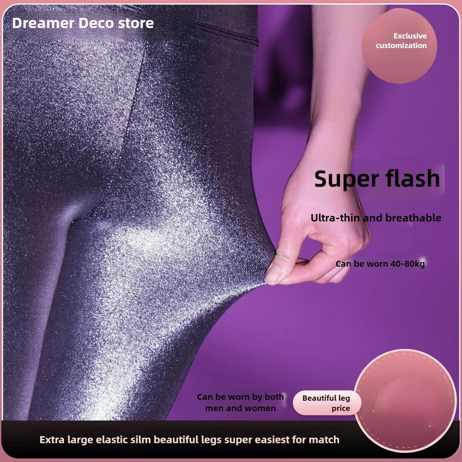 Leggings lucidi per donne alte da uomo Pantaloni elasticizzati scintillanti Pantaloni lunghi sexy a vita alta lucidi Leggings push up