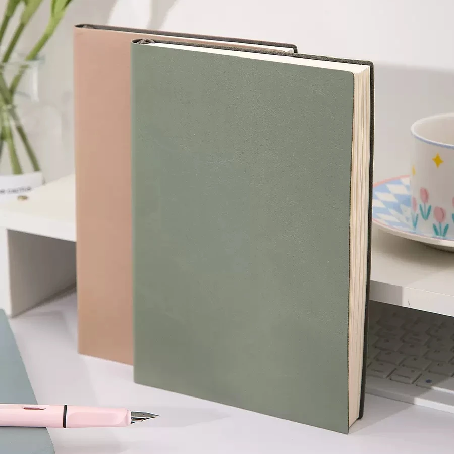 A5A6/B5 Soft Pu Leather 96/100 Sheets Notebook Journal Business Office Work Meeting Notepad Diary Planner School Stationery