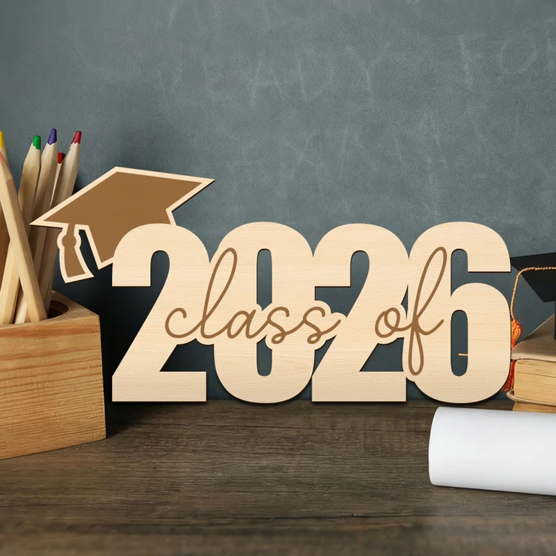 YOMDID فئة 2026 كشك تصوير التخرج الدعائم كشك تصوير خشبي مع قبعة التخرج زينة التخرج والاحتفالات #2