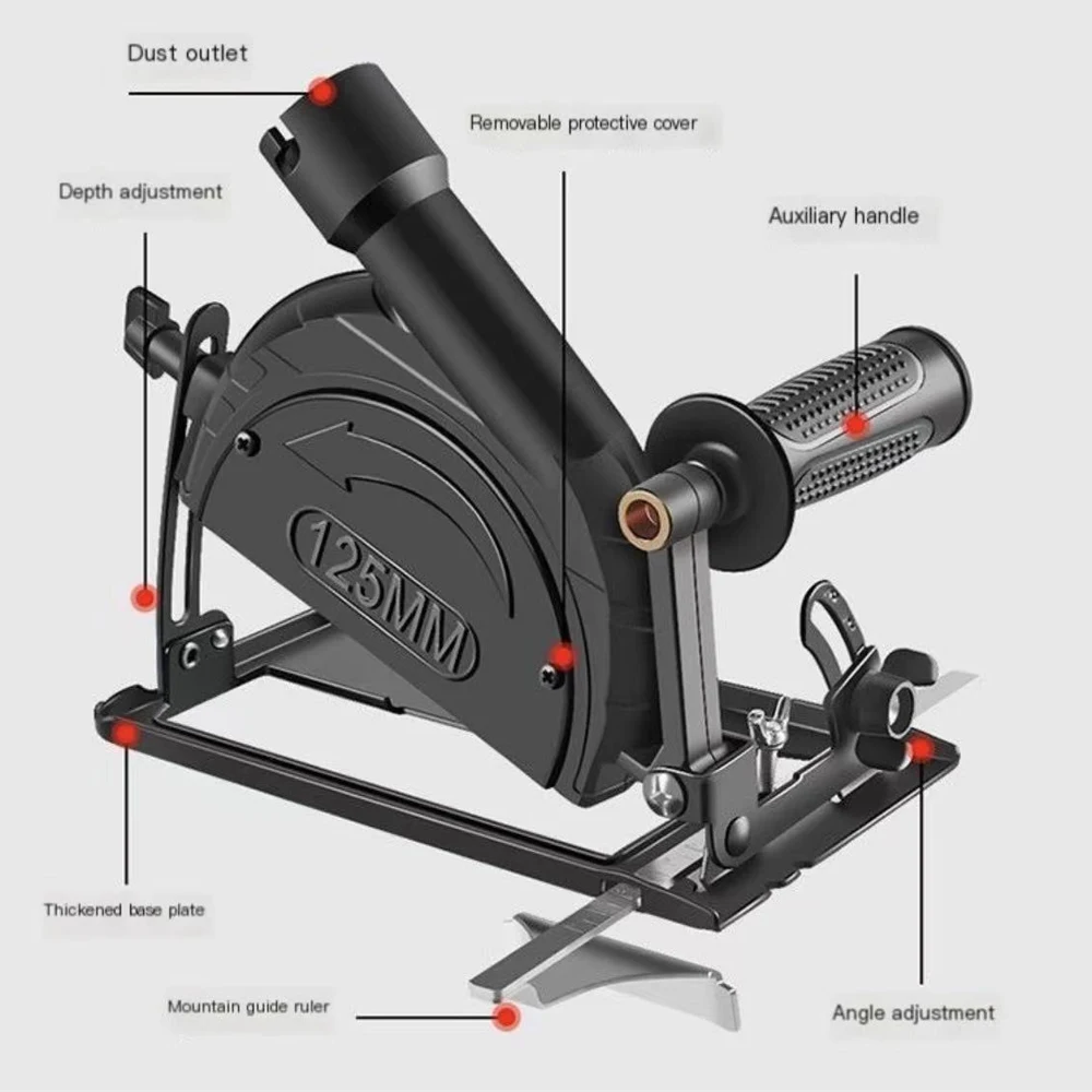 Imagem -03 - Adaptador Elétrico de Serra Circular Rebarbadora para Máquina de Corte Ferramentas Ajustáveis para Carpintaria Suporte de Suporte Profundidade de Corte 045 °