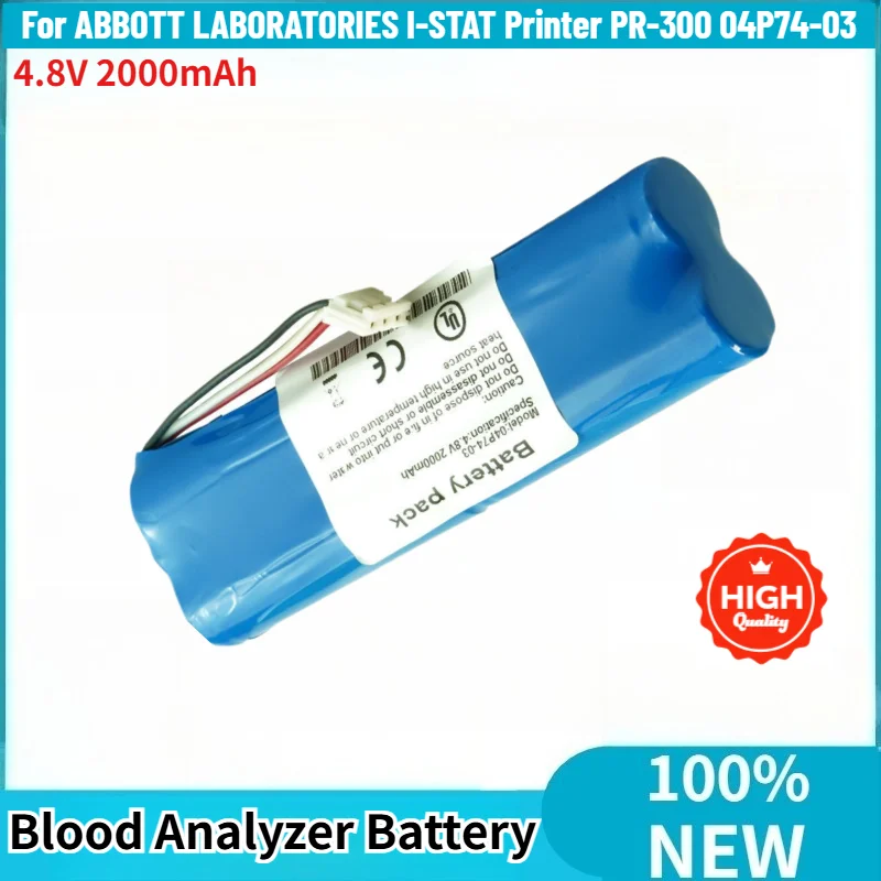 For ABBOTT LABORATORIES I-STAT Printer PR-300 Blood Analyzer High Quality 04P74-03 4.8V 2000mAh Replacement Battery
