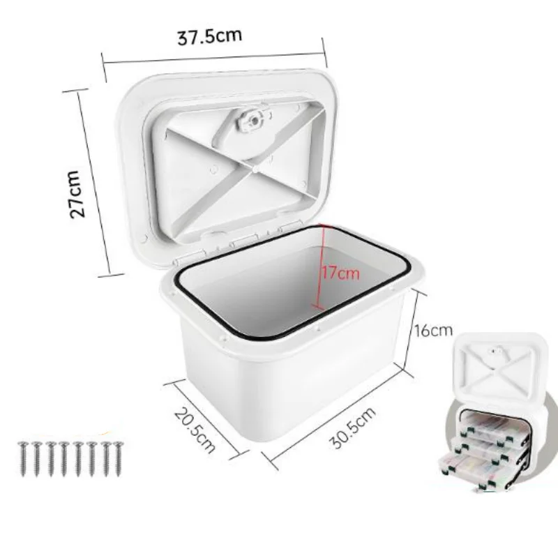 ISURE MARINE Marine Storage Box Deck Cover Yacht Hatch Cover Inspection Cover Fish Bait Storage Box ABS Accessories Toolbox