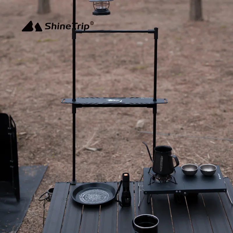 

Mountain Fun Outdoor Camping Picnic Storage Table Plate Aluminum Folding Tabletop Shelf Tier Multifunctional Cutlery Rack