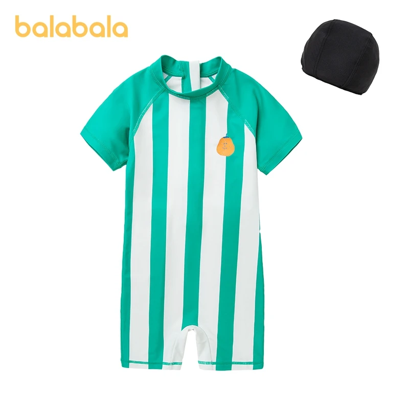 Balabala Children Swimwear Set Boys 2024 Summer New Separates Swim Trunks Swimming Children and Toddlers Trendy Color Block